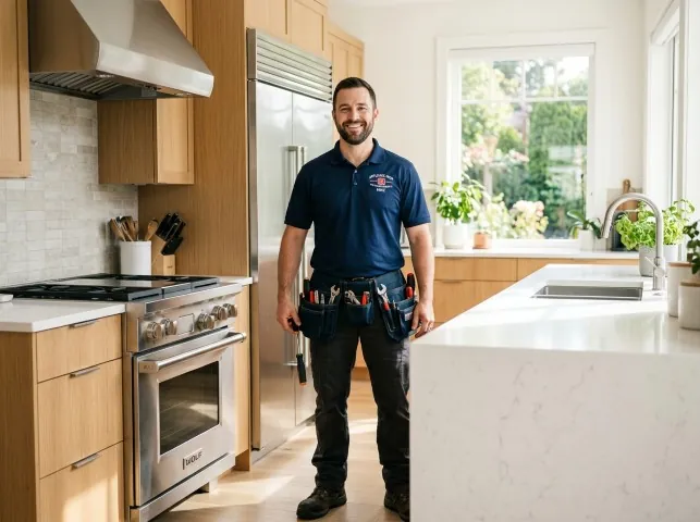 Appliance Repair Hero technician in a Aledo, TX kitchen after an appliance repair